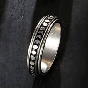 ANXIETY THERAPY RING STAINLESS STEEL MOON  SZ 8 ADHD DEPRESSION NAIL BITING TMJ